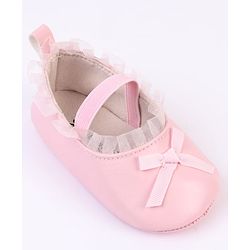 Cute Walk by Babyhug Slip On Booties with Bow Applique - Silver