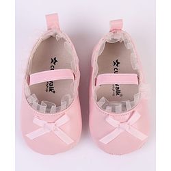 Cute Walk by Babyhug Slip On Booties with Bow Applique - Silver