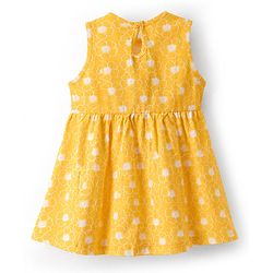 Babyhug Single Jersey Knit Sleeveless Frock with Floral Print & Bow Applique - Multicolor
