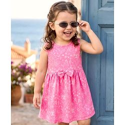 Babyhug Single Jersey Knit Sleeveless Frock With Floral Print & Bloomer - Multicolor