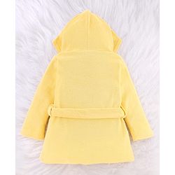 Babyhug Disney Terry Knit  Hooded Full Sleeves Bath Robe With Lion King Graphics - Yellow