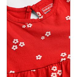 Babyhug Cotton Knit Onepiece Dresses/Frocks Sleeveless Floral Print Red 3-6 Months