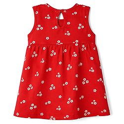 Babyhug Cotton Knit Onepiece Dresses/Frocks Sleeveless Floral Print Red 3-6 Months