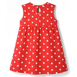 Babyhug Cotton Knit One Piece Dresses/Frocks Polka Dot Sleeveless Red 3-6 Months