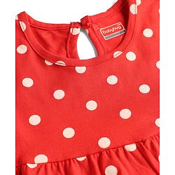 Babyhug Cotton Knit One Piece Dresses/Frocks Polka Dot Sleeveless Red 3-6 Months