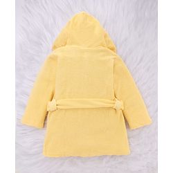Babyhug Disney Terry Knit Hooded Bathrobe with Pockets & Lion King Applique - Yellow