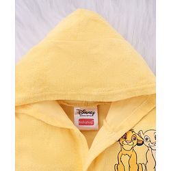Babyhug Disney Terry Knit Hooded Bathrobe with Pockets & Lion King Applique - Yellow