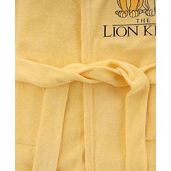 Babyhug Disney Terry Knit Hooded Bathrobe with Pockets & Lion King Applique - Yellow