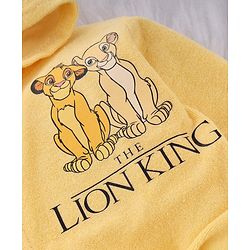 Babyhug Disney Terry Knit Hooded Bathrobe with Pockets & Lion King Applique - Yellow