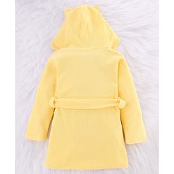 Babyhug Disney Terry Knit Full Sleeves Hooded Bath Robe with Pockets & Winnie the Pooh Graphic - Yellow