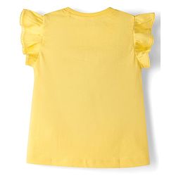 Babyhug Cotton Knit Half Sleeves Crochet Butterfly Embroidered T-Shirt - Yellow