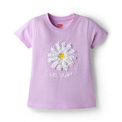 Babyhug Cotton Knit Half Sleeves T-Shirt with Sequin Detailing - Multicolor
