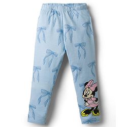 Babyhug Disney Knit Full Length Leggings with Minnie Mouse Graphics Pack of 2 - Pink & Light Blue
