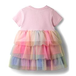 Babyhug Disney Cotton Knit One Piece Dress with Minnie Mouse Graphics and Mesh Detailing MULTICOLOR 6-9 Months