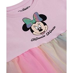 Babyhug Disney Cotton Knit One Piece Dress with Minnie Mouse Graphics and Mesh Detailing MULTICOLOR 6-9 Months