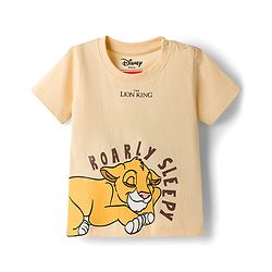 Babyhug Disney Single Jersey Knt Half Sleeves Shorts Night Suit with Lion King Graphics - Multicolour