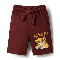 Babyhug Disney Single Jersey Knt Half Sleeves Shorts Night Suit with Lion King Graphics - Multicolour