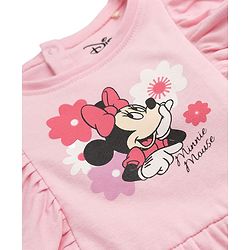 Babyhug Disney Cotton Knit Frock with Minnie Mouse Graphics and Frill Detailing PINK 6-9 Months