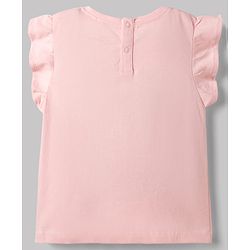 Babyhug Disney 100% Cotton Knit Half Frill Sleeves Top & Skirt Set With Polka Dots & Minnie Mouse Graphic - Pink & White