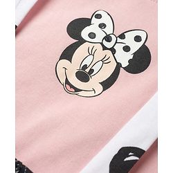 Babyhug Disney 100% Cotton Knit Half Frill Sleeves Top & Skirt Set With Polka Dots & Minnie Mouse Graphic - Pink & White