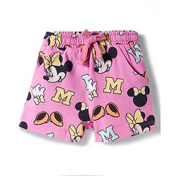 Babyhug Disney Single Jersey Knit Half Sleeves T-Shirt & Shorts Night Suit With Minnie Mouse Graphics - Multicolor