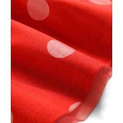 Babyhug Disney 100% Cotton Knit Half Frill Sleeves Frock With Minnie Mouse Graphics & Mesh Detailing - Red