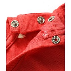 Babyhug Disney 100% Cotton Knit Half Frill Sleeves Frock With Minnie Mouse Graphics & Mesh Detailing - Red