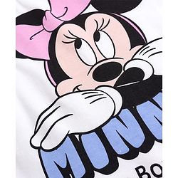 Babyhug Disney Single Jersey Knit Full Sleeves T-Shirt & Pyjama Night Suit With Minnie Mouse Graphic & Bow Print - White