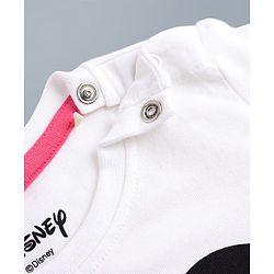 Babyhug Disney Single Jersey Knit Full Sleeves T-Shirt & Pyjama Night Suit With Minnie Mouse Graphic & Bow Print - White