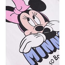 Babyhug Disney Single Jersey Knit Full Sleeves T-Shirt & Pyjama Night Suit With Minnie Mouse Graphic & Bow Print - White