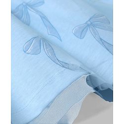 Babyhug Disney Single Jersey Knit Sleeveless Frock with Disney Princess Print & Mesh Detailing - Light Blue