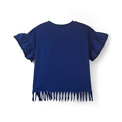 Babyhug Cotton Knit Half Sleeves T-Shirt With Starfish Sequin Detailing - Multicolor