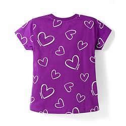 Babyhug Cotton Knit Half Sleeves T-Shirt With Heart Print - Multicolor