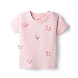 Babyhug Cotton Knit Half Sleeves T-Shirt With Butterfly Applique - Multicolor