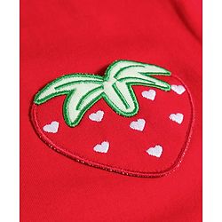 Babyhug Cotton Knit Half Sleeves Oversized T-Shirt with Strawberry Patch Detailing - Red
