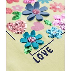Babyhug Cotton Knit Half Sleeves T-Shirt With Floral Sequins - Multicolor