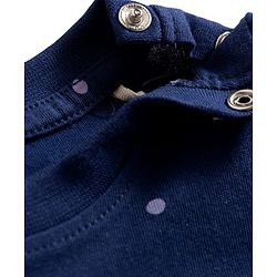 Babyhug Cotton Knit Half Sleeves Polka Dot Printed T-Shirt with Reversible Sequin Detailing - Navy Blue