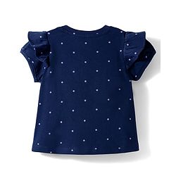 Babyhug Cotton Knit Half Sleeves Polka Dot Printed T-Shirt with Reversible Sequin Detailing - Navy Blue