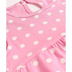 Babyhug Single Jersey Knit Sleeveless Polka Dot Printed Frock - Pink