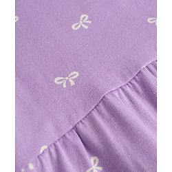 Babyhug Single Jersey Knit Sleeveless Frock With Bow Print & Applique - Lilac