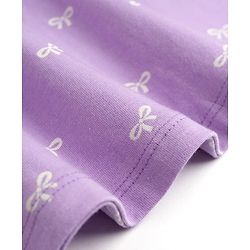 Babyhug Single Jersey Knit Sleeveless Frock With Bow Print & Applique - Lilac