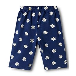Babyhug Cotton Knit Half Sleeves T-Shirt & Capri Night Suit With Cat & Floral Print - Navy Blue