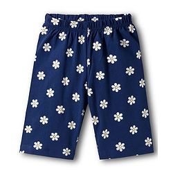 Babyhug Cotton Knit Half Sleeves T-Shirt & Capri Night Suit With Cat & Floral Print - Navy Blue