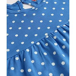 Babyhug Single Jersey Knit Sleeveless Polka Dot Printed Frock - Blue