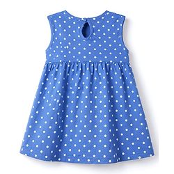 Babyhug Single Jersey Knit Sleeveless Polka Dot Printed Frock - Blue