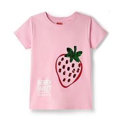 Babyhug Cotton Knit T-Shirt Half Sleeves Sequins Detailing - Multicolor