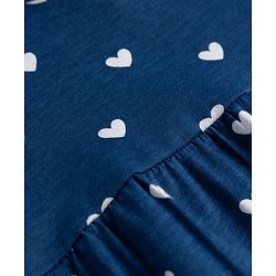 Babyhug Single Jersey Knit Sleeveless Frock With Heart Print - Navy Blue