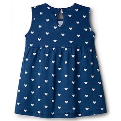 Babyhug Single Jersey Knit Sleeveless Frock With Heart Print - Navy Blue