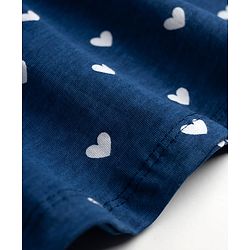 Babyhug Single Jersey Knit Sleeveless Frock With Heart Print - Navy Blue
