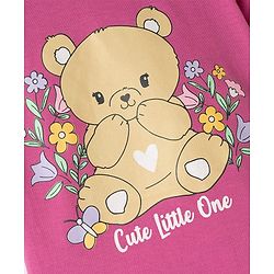Babyhug Cotton Knit Half Sleeves T-Shirt & Capri Night Suit with Bear Print - Pink